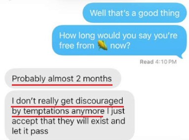 I don't really get discouraged by temptations anymore