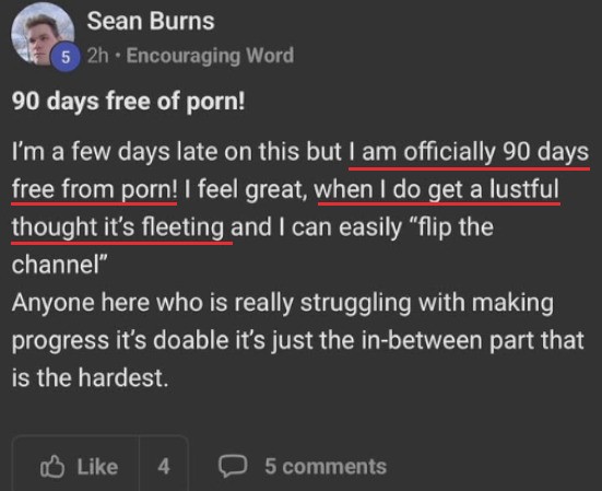 90 days free, when I get a lustful thought it's fleeting